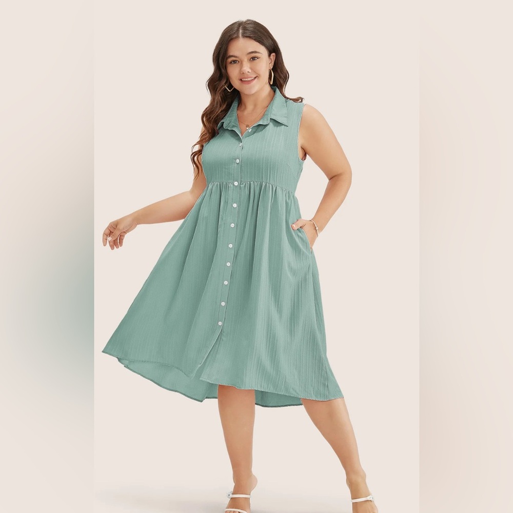 BloomChic Blue Collared Sleeveless Dress